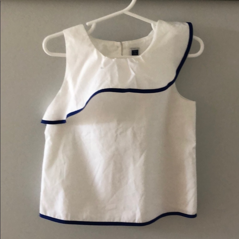 Janie and Jack white and navy nautical ruffle top